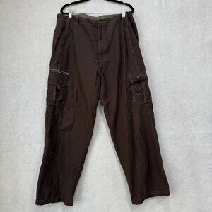 REI Cargo Pants Mens 38x30 Brown Cotton Nylon Hiking Outdoor Zip Pocket Utility